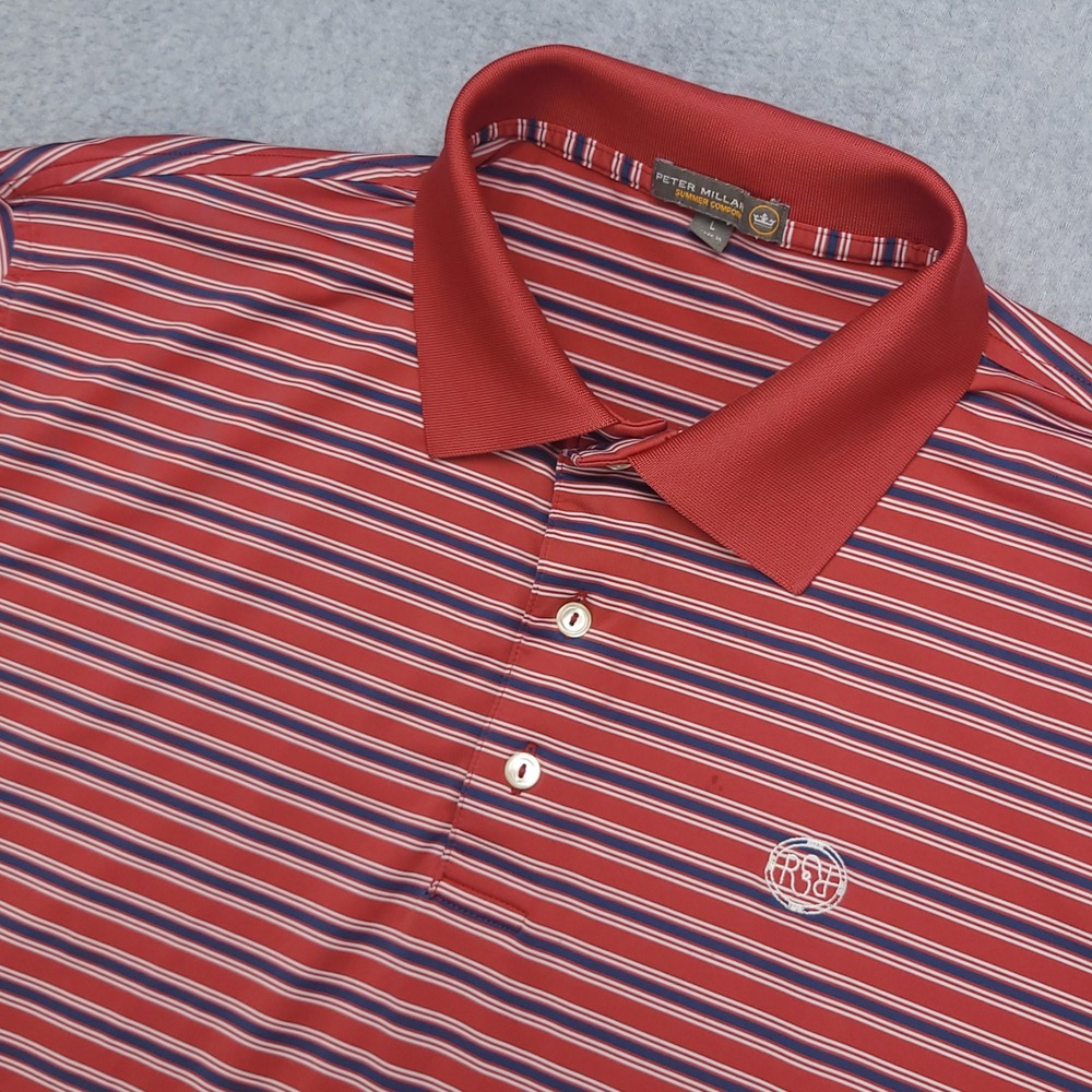 Peter Millar Summer Comfort Polo Golf Shirt Men's L Red‎  Performance Stretch